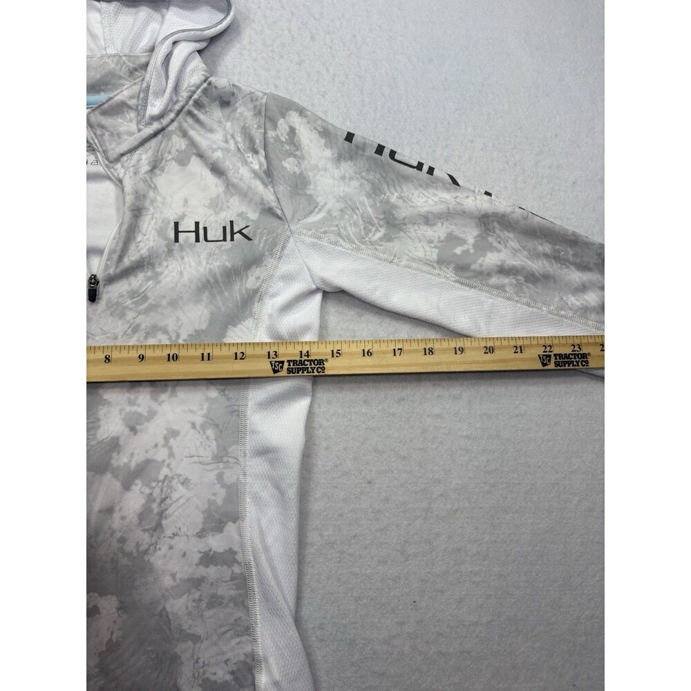 Huk Women Icon X 1/4 Zip Performance Fishing Hoodie White Gray Camo XS NWOT - Picture 7 of 9